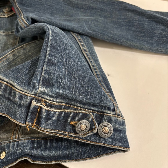 VTG Solid Premium Jeans Classic Edgy Casual Denim Jacket Size Small Cotton - Picture 7 of 9